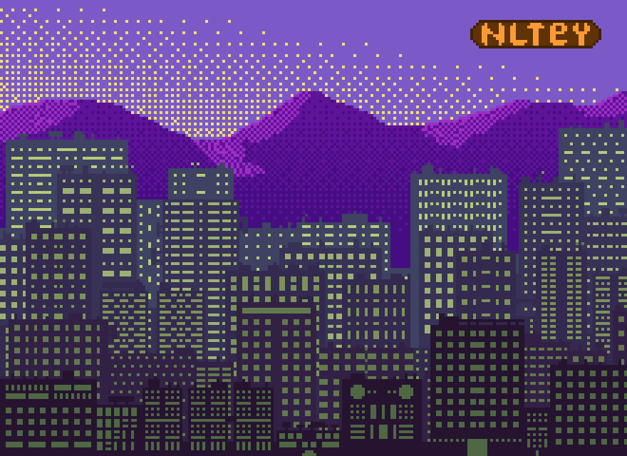 A colorful vaporwave city sunrise