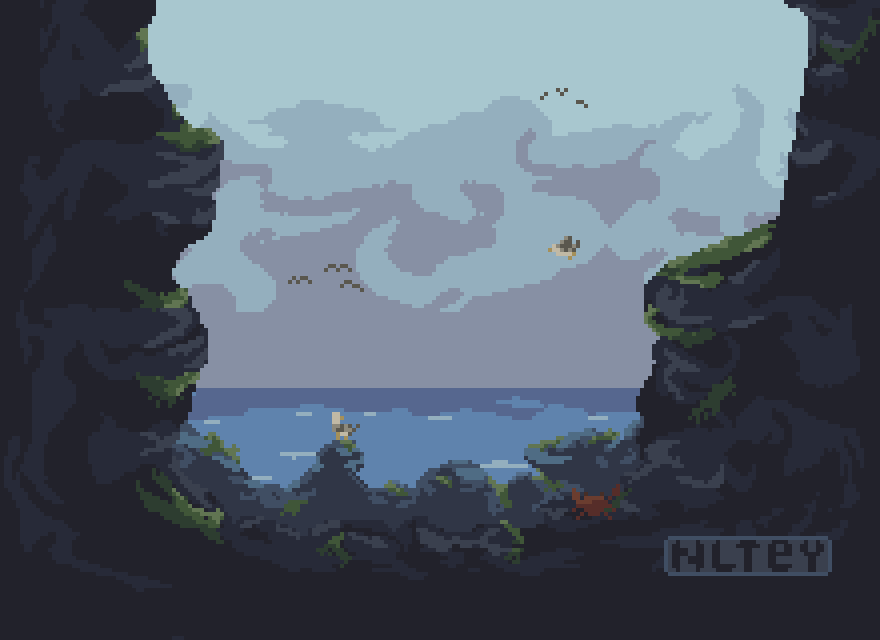 A sea view from a cavern